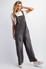 Load image into Gallery viewer, Washed Denim Loose Fit Jumpsuit
