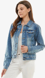 Load image into Gallery viewer, BLUE AGE ~ Ladies Casual Denim Jacket

