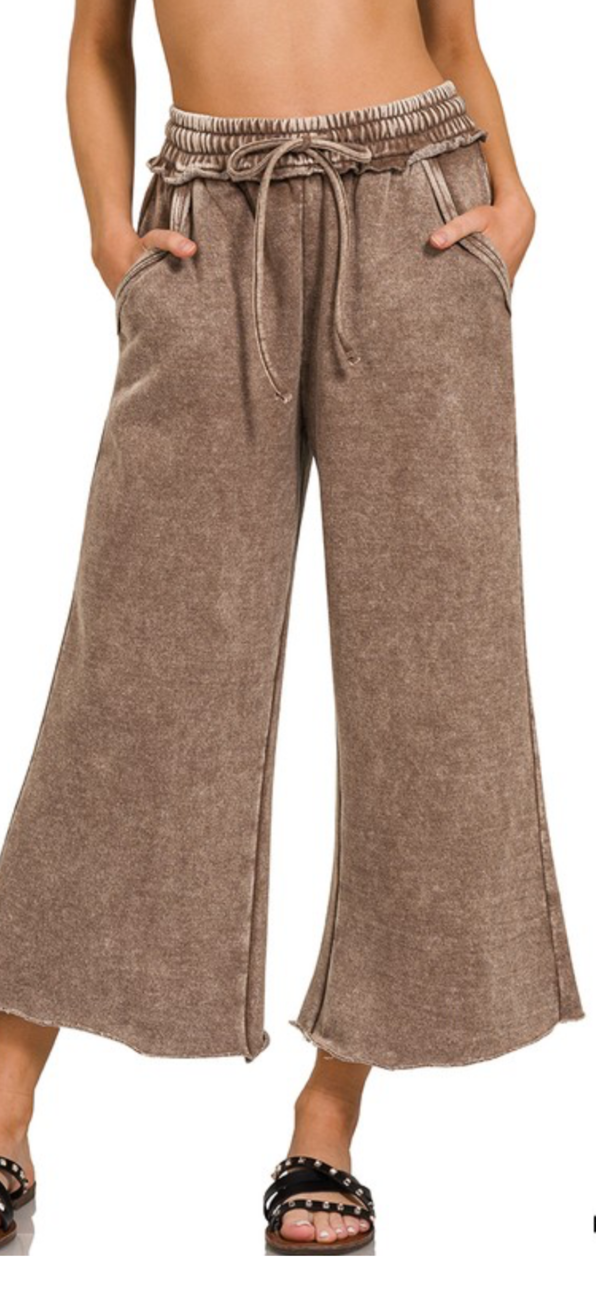Zenana Mocha Acid Wash Palooza Pants
