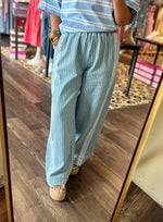 Load image into Gallery viewer, Bibi Stripe Lace Contrast Side Denim Pants
