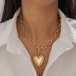Load image into Gallery viewer, Spiked Heart Chunky Chain Toggle Necklace
