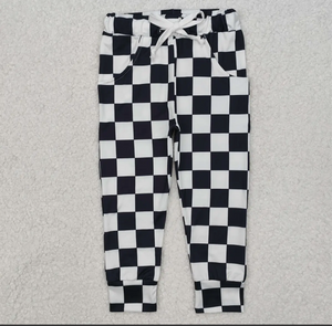 Kids Black Checkered Pants