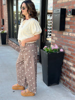 Load image into Gallery viewer, Polka Dot Chocolate Wide Denim
