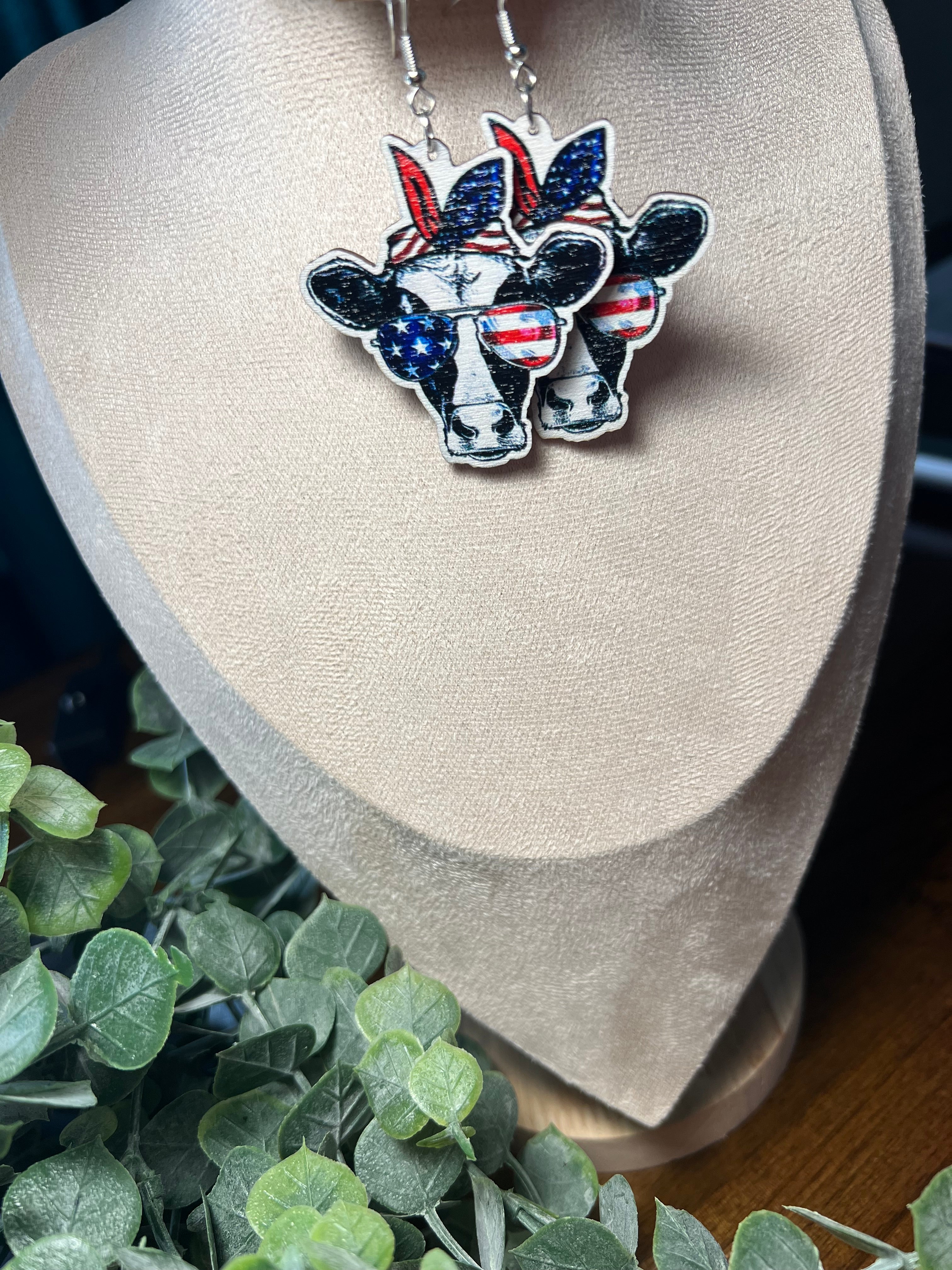 American Daisy Cow Earrings