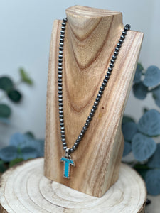 Navejo Pearl Turquoise Letter Necklace