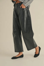 Load image into Gallery viewer, Pleather Barrel Pants
