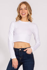 Load image into Gallery viewer, Round Neck Long Sleeve Crop Tee
