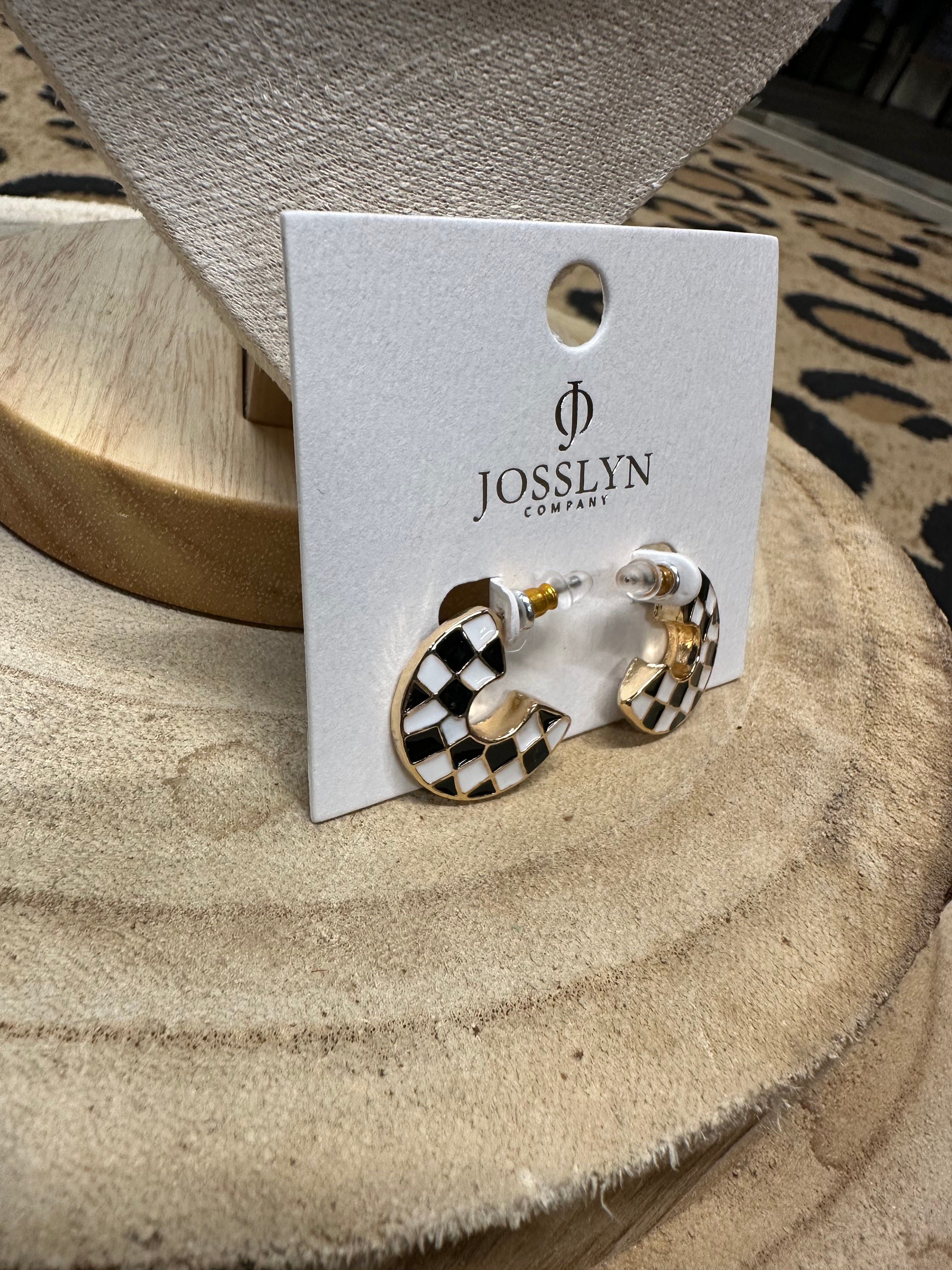 Double Sided Checker Design Hoop  Earrings