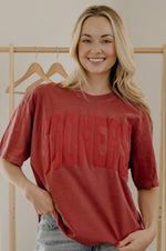 Load image into Gallery viewer, LivyLu Ou Sooners Mono Puff Ink Crimson Comfort Color Tee *Licensed
