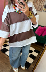 Load image into Gallery viewer, Fall Oversized Striped Boxy Tee
