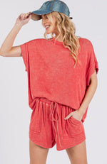 Load image into Gallery viewer, SEWN &amp; SEEN ~ Mineral Washed Top and Shorts Rib Set
