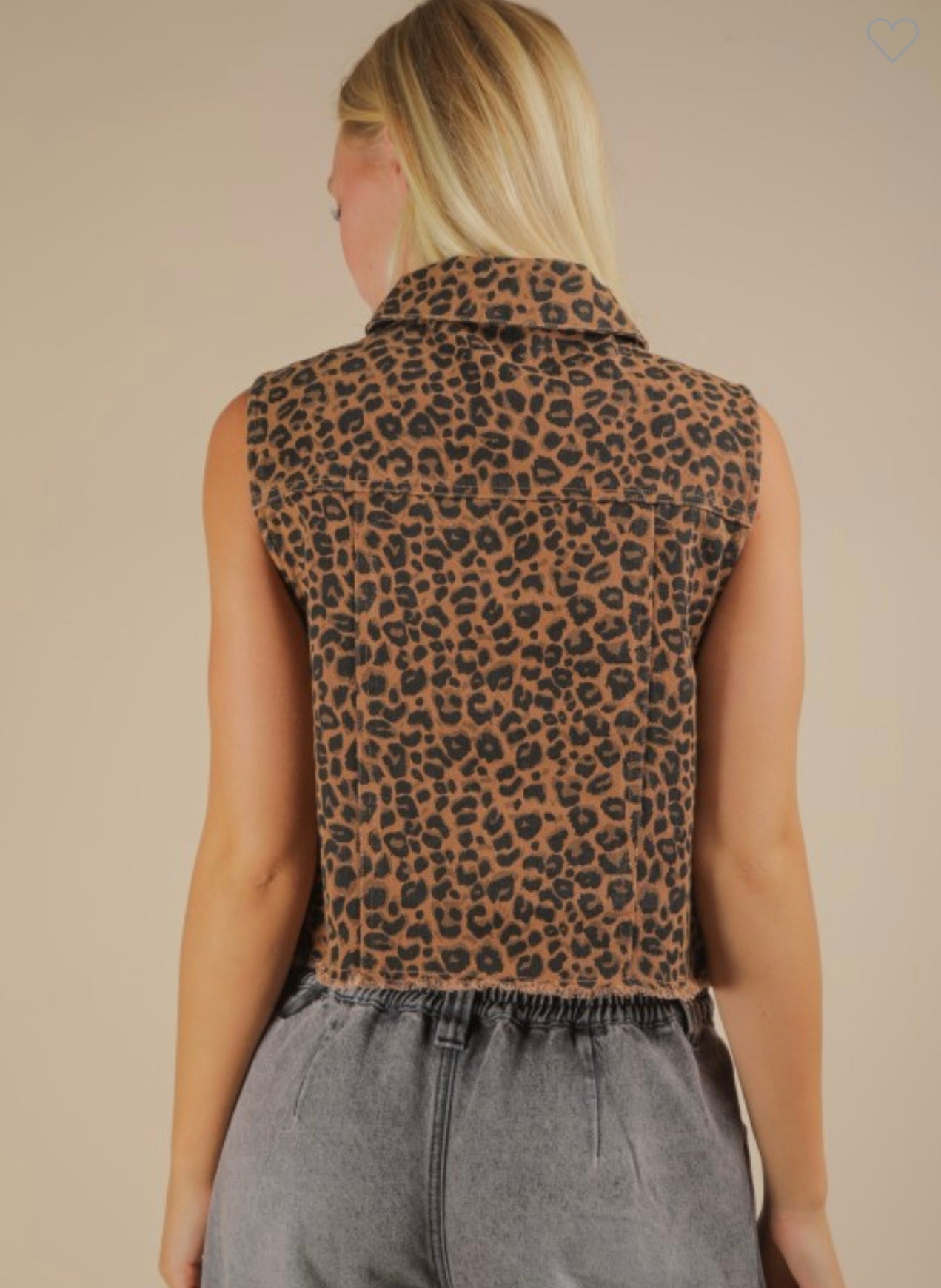 Leopard Denim Vest