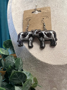 Silver Cow Earrings