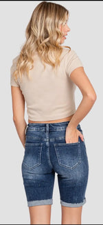 Load image into Gallery viewer, Petra153 ~ High Rise Bermuda w/ Cuffed Hem &amp; stretch
