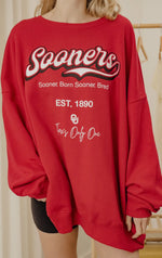 Load image into Gallery viewer, LivyLu~ Ou Sooners Letterman Red Chrome Hi-Dive Sweatshirt * Licensed
