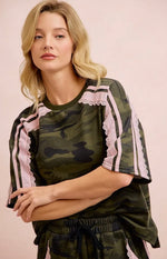 Load image into Gallery viewer, Bibi Camo W/Lace Detail Top
