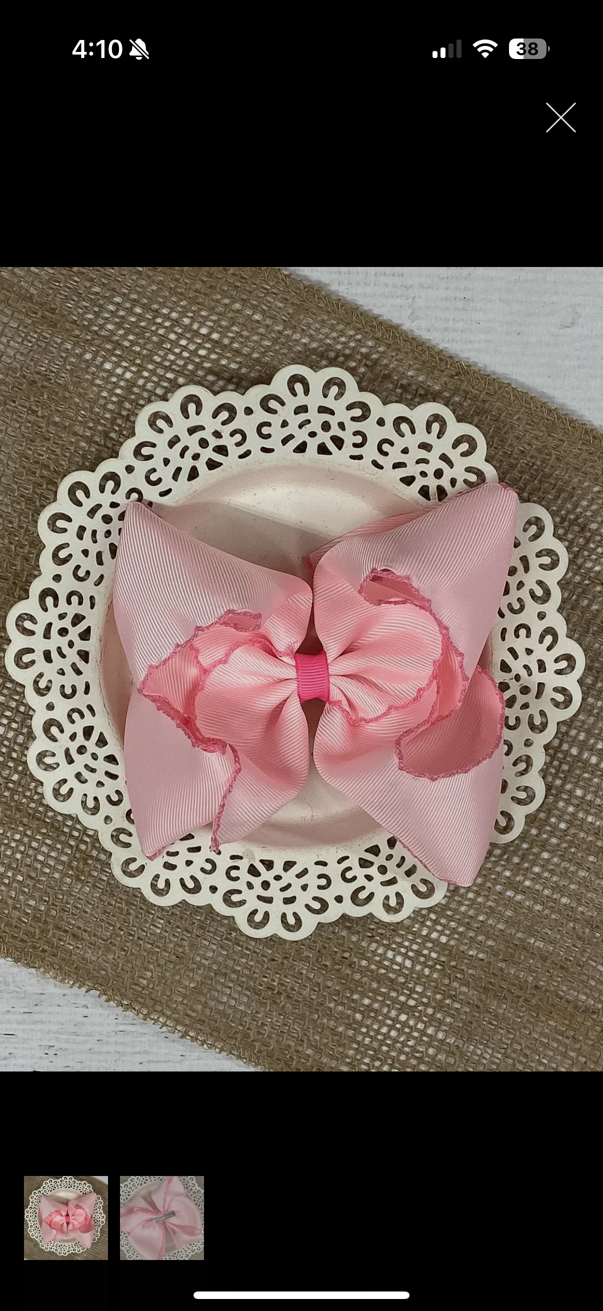 Light Pink with Hot Pink Moonstitch Clip Bow