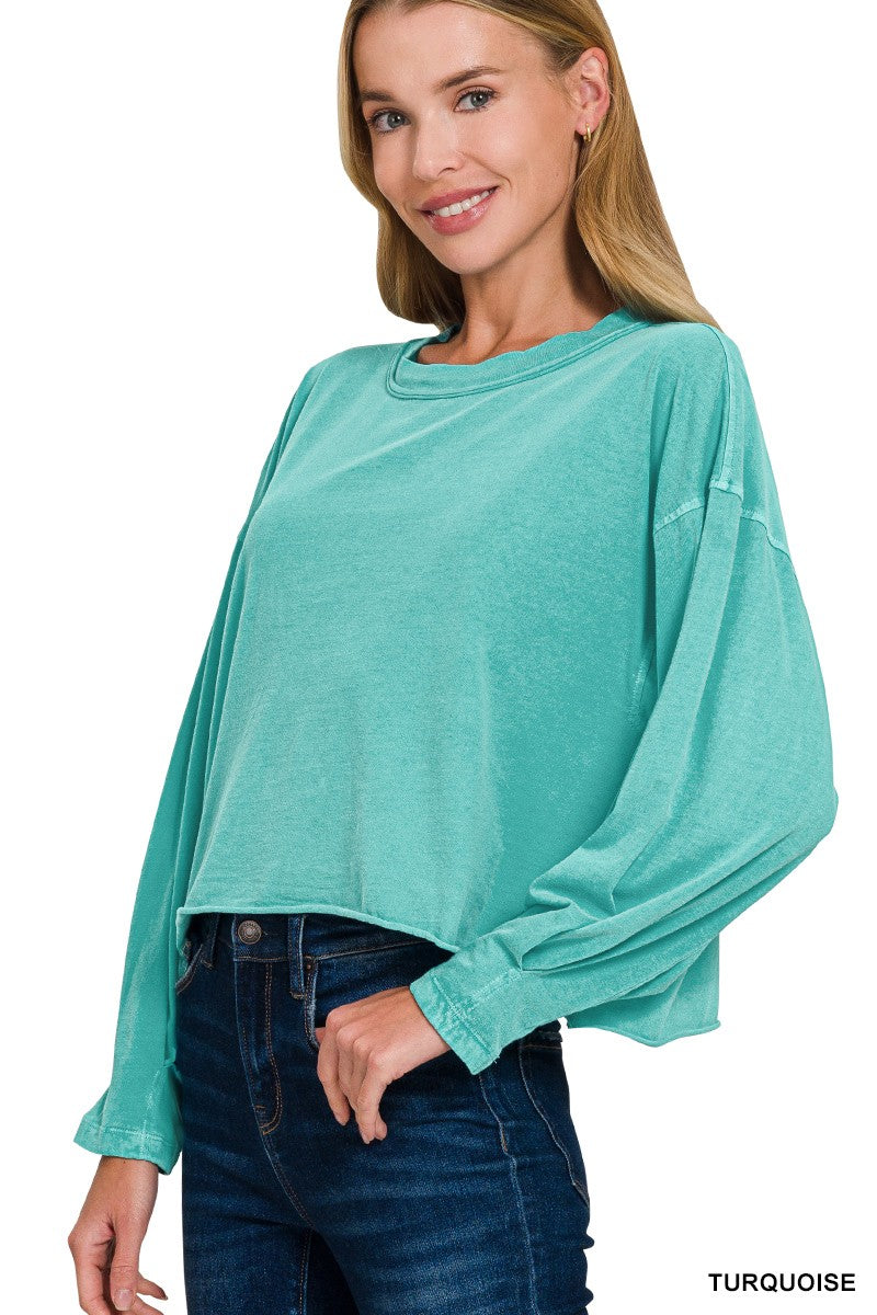 Mineral Washed Oversized Long Sleeve Tee