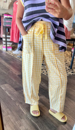 Load image into Gallery viewer, Summer Yellow Soft Knit Brushed Gingham Barrel Pants
