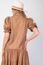 Load image into Gallery viewer, Faux Leather Snap Button Down Top
