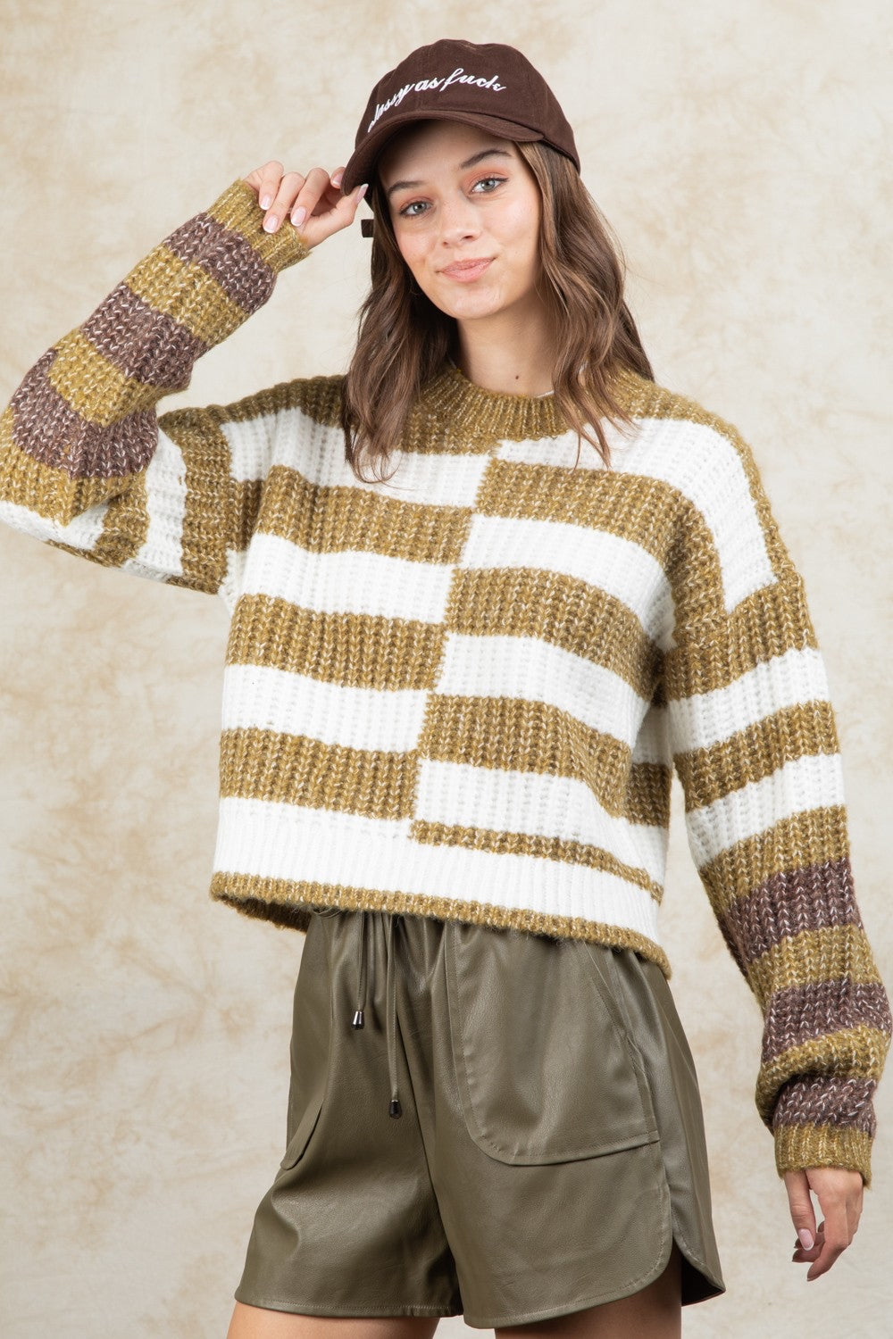 Oversized Cozy Color Block Sweater Top