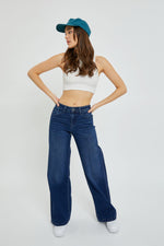 Load image into Gallery viewer, Cello Mid Rise Wide Leg Dark Denim (Stretch)
