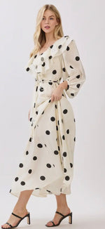 Load image into Gallery viewer, Peace Love Line ~ Polka Dot Printed Midi Dress
