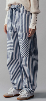Load image into Gallery viewer, Urban Daisy Railroad Pinstripe Utility Pant
