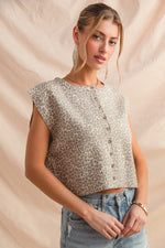 Load image into Gallery viewer, Vintage Leopard Button Vest/Top
