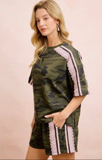 Load image into Gallery viewer, Bibi Camo W/Lace Detail Top
