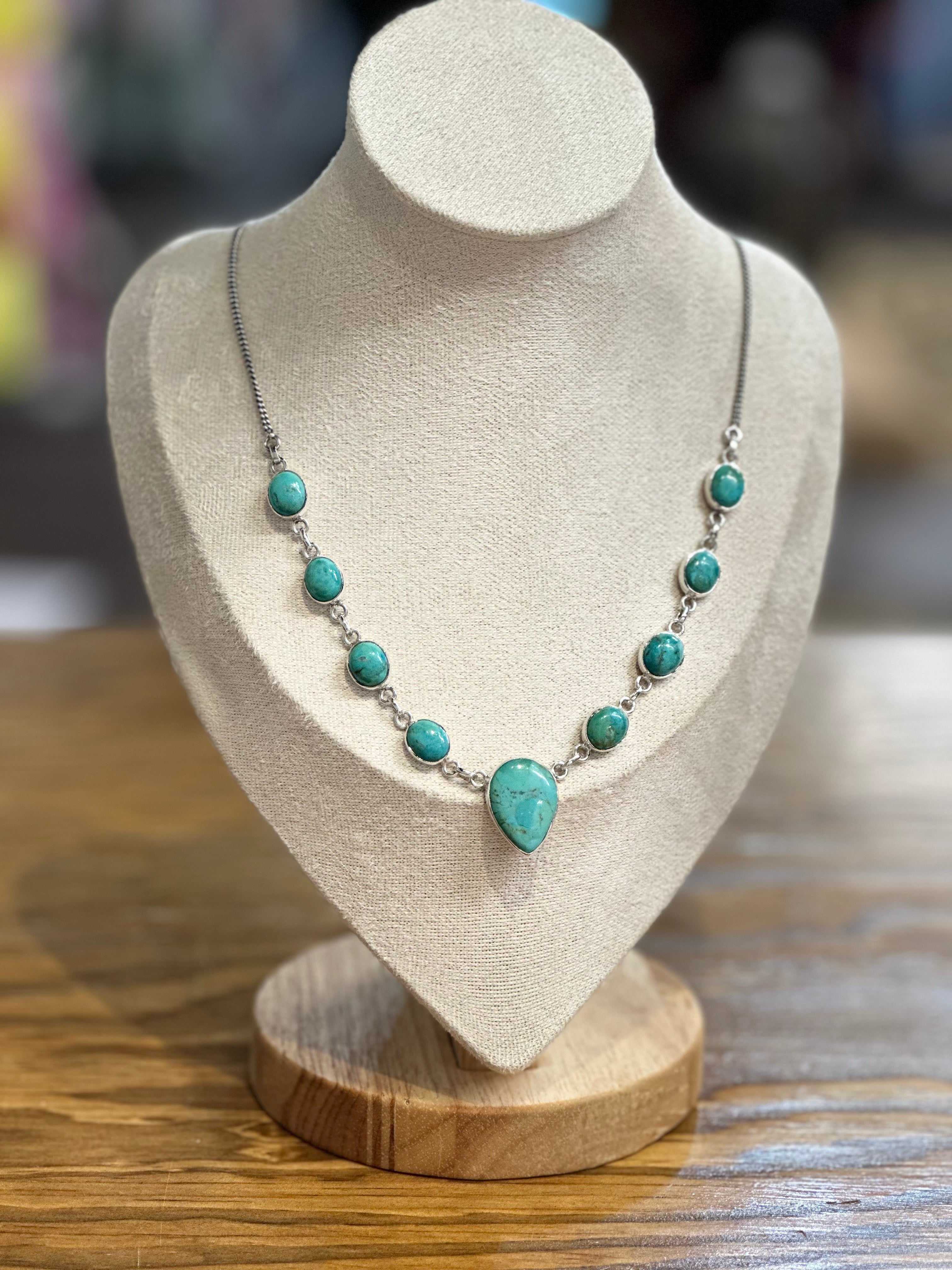 Sterling Silver Turquoise Dangle Necklace