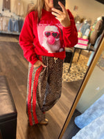 Load image into Gallery viewer, Leopard Pants with Red Lace Detail
