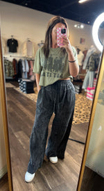 Load image into Gallery viewer, Mineral Washed Tiered Wide Leg Pants
