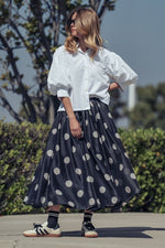 Load image into Gallery viewer, Polka Dot Pleated Midi Skirt
