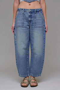 Hidden 27” Inseam Cropped Barrel Fit Carpenter Denim