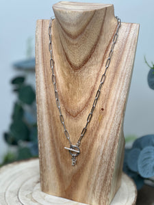 Silver Paper Clip Chain Letter Necklace