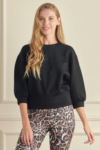 Solid Cropped Scuba Sweatshirt