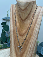 Load image into Gallery viewer, Silver Paper Clip Chain Letter Necklace
