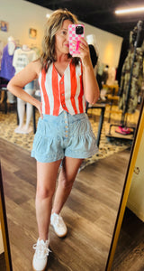 Striped Cropped Woven Vest