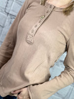 Load image into Gallery viewer, Mocha Ribbed Long Sleeve Top
