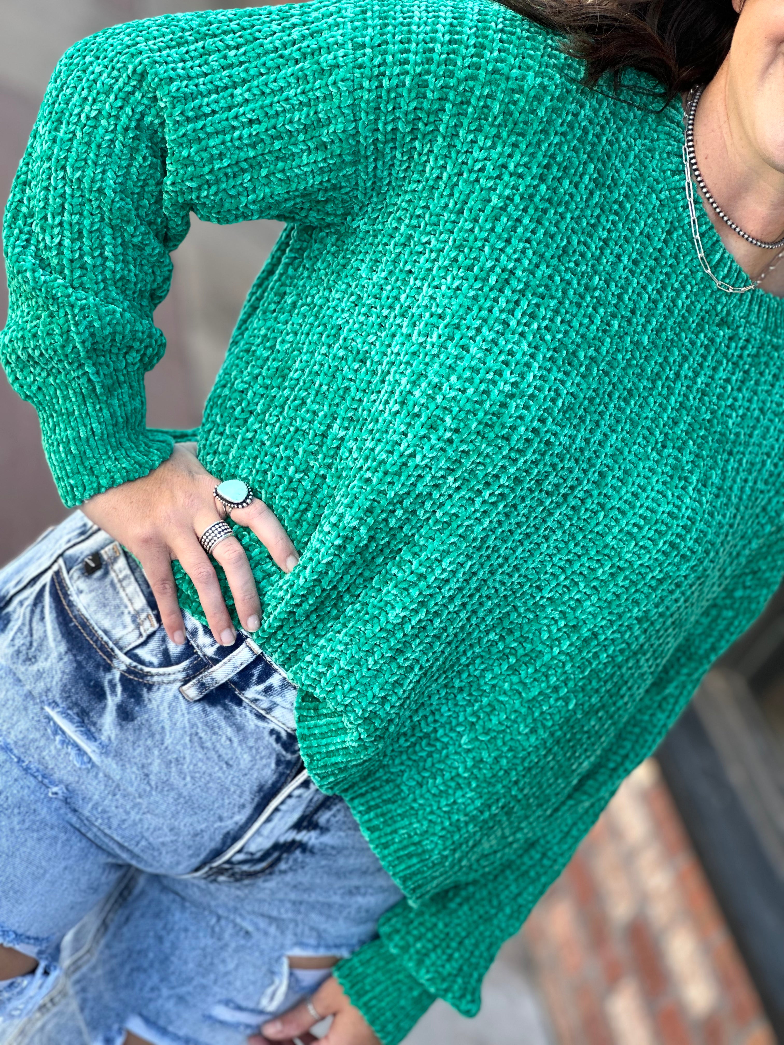Green Chenille Sweater