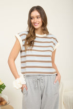 Load image into Gallery viewer, Stripe Crewneck Sleeveless Top
