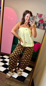 Load image into Gallery viewer, Lemon Polka Dot Strapless Top
