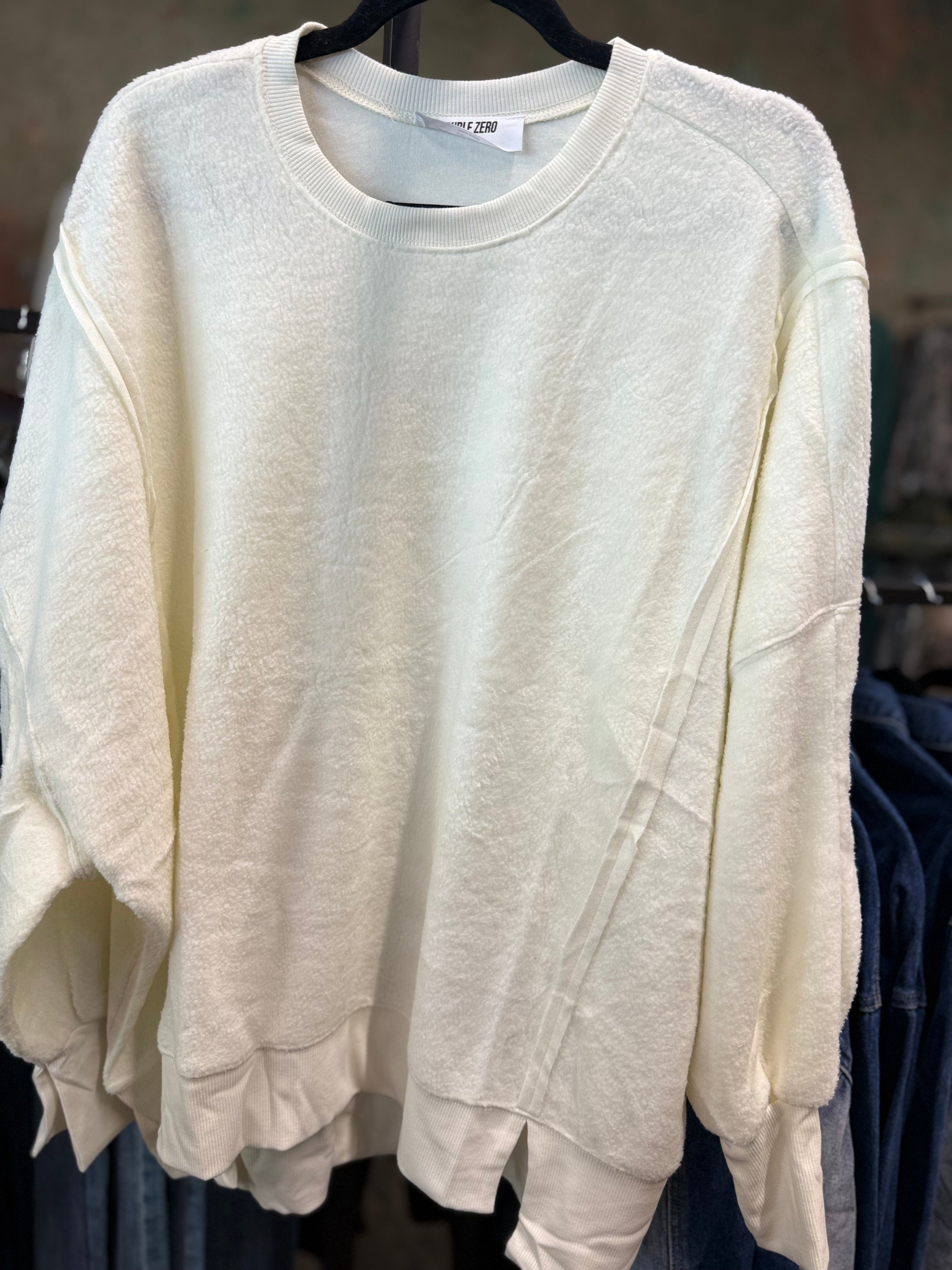 DOUBLE ZERO~ Soft Plush Crewneck Sweatshirt