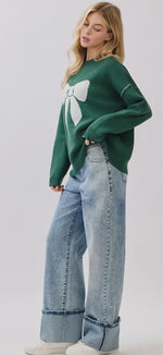 Load image into Gallery viewer, Christmas Bow Print Sweater
