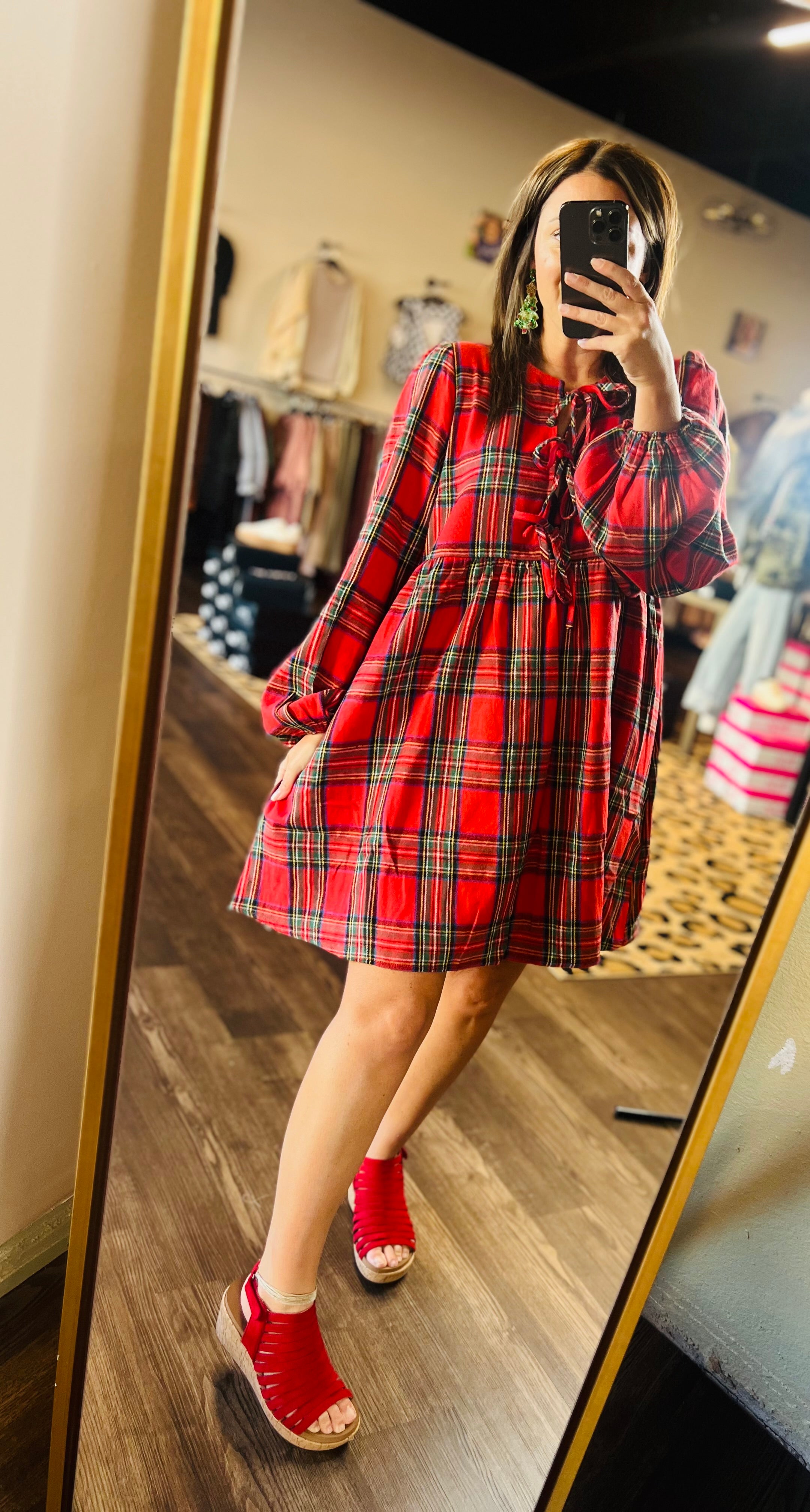 Plaid Bow Tie Dress