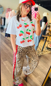Leopard Pants With Red Stripe