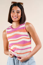 Load image into Gallery viewer, Multi  Color Stripe Knit Crop Sweater Top
