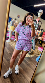 Load image into Gallery viewer, Lavender/Green Polka Dot Lounge Set
