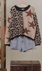 Load image into Gallery viewer, MELLO~ Leopard Star Pattern Round Neck Sweater

